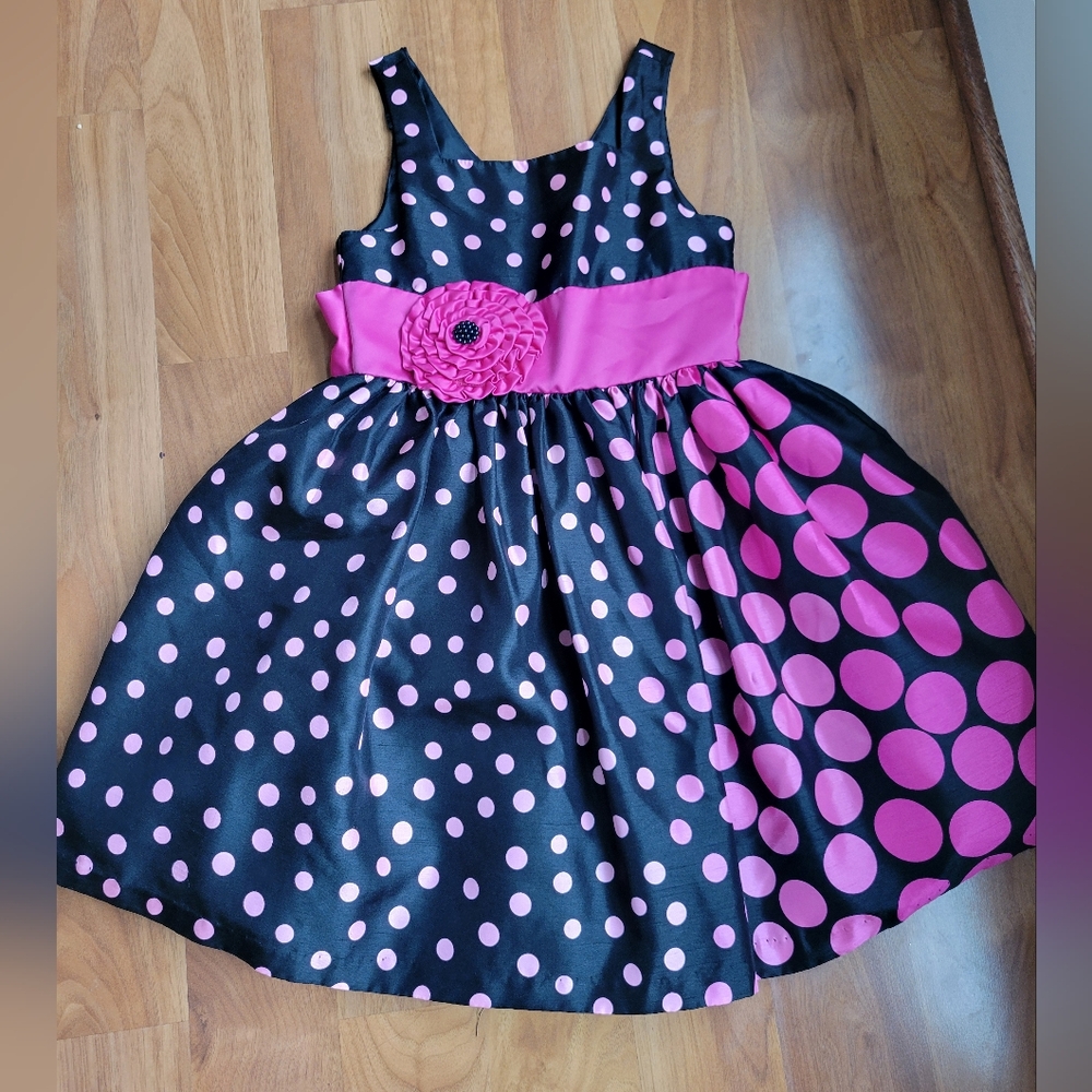 Iris & Ivy Polka dress  Size 7 Pink and black